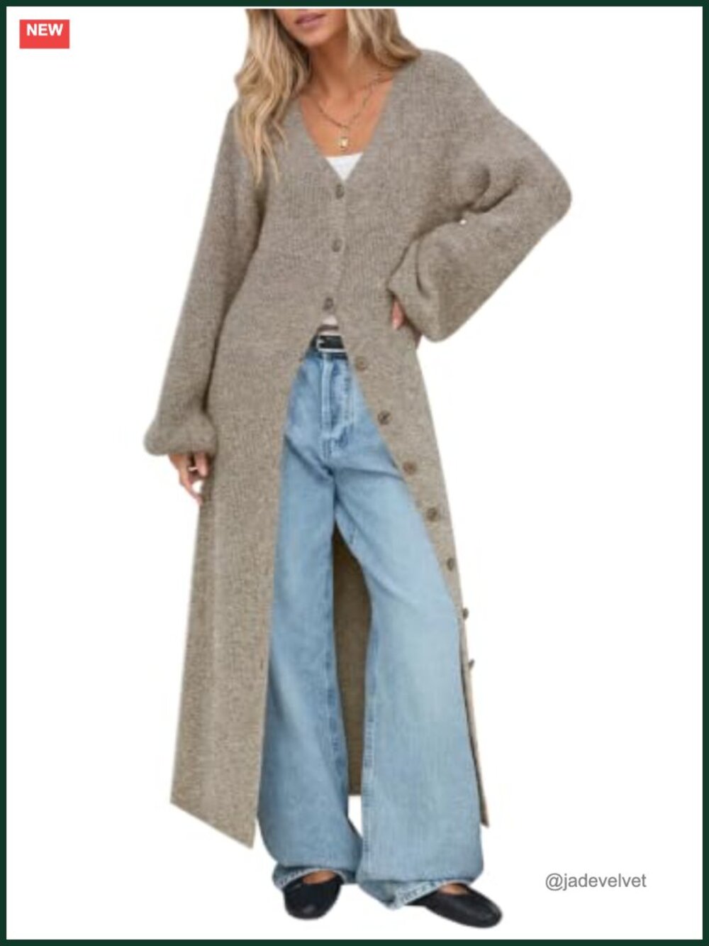 Saodimallsu Oversized Long Cardigan Button Up V Neck Sweater Coat